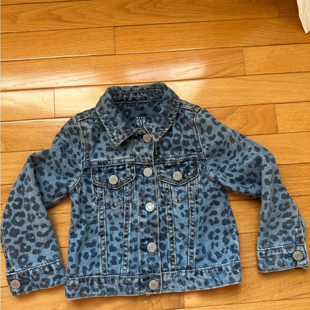 GAP Blue Leopard Print Kids Jean Jacket
